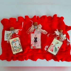 NWT - Set of 3 Decorative Glass Bottles